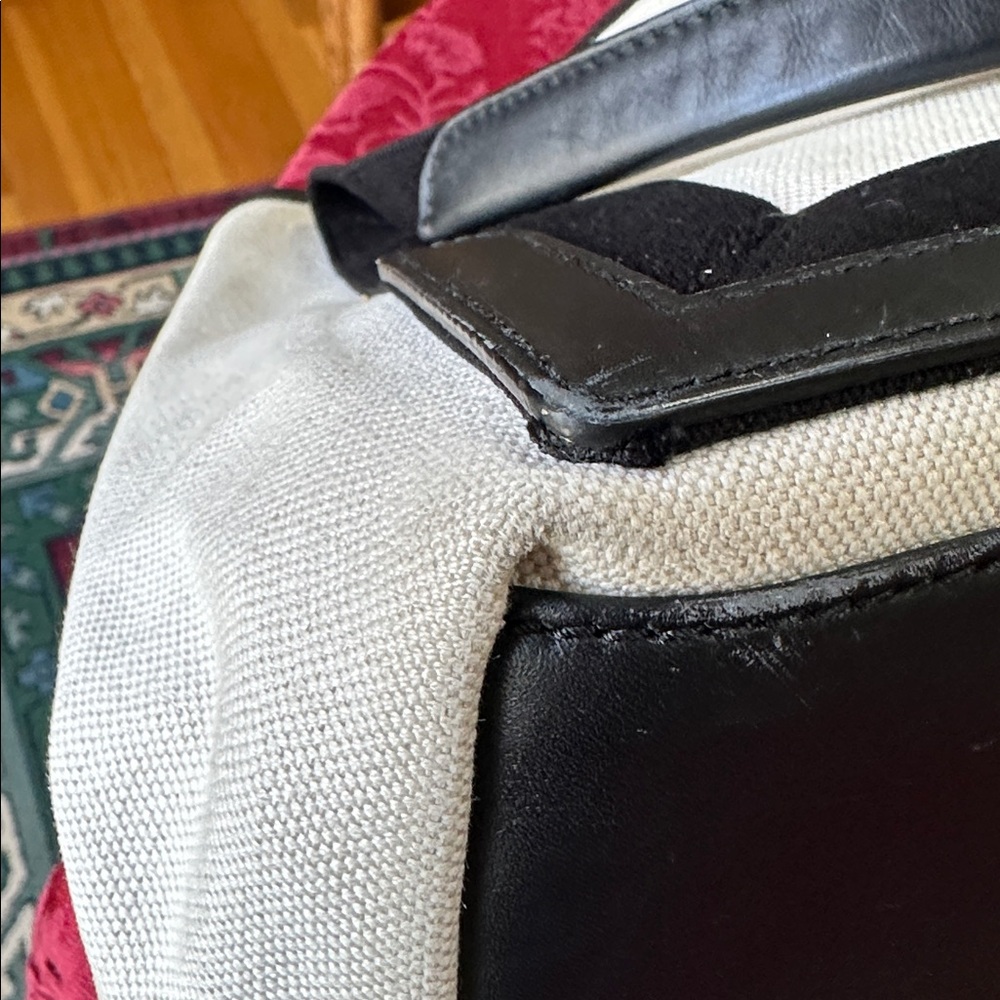 Balenciaga Black Leather & Cream Canvas Tote Bag & Zip Pouch - Picture 6 of 12